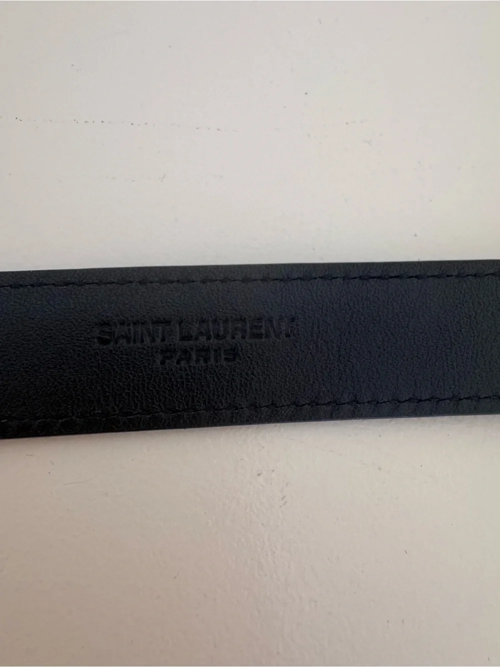 Saint Laurent Black Leather Belt with Gold Buckle